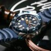 Automatisch waterbestendig herenhorloge met blauwe wijzerplaat