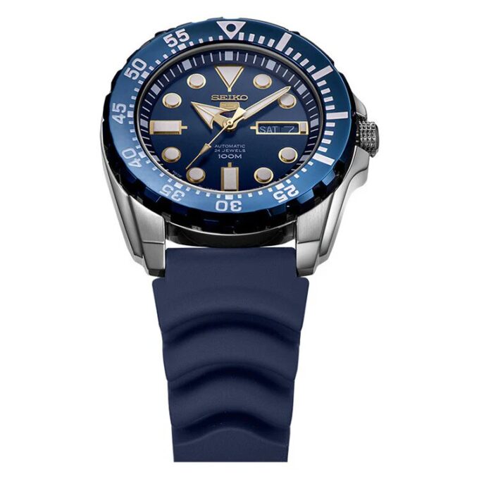 Automatisch waterbestendig herenhorloge met blauwe wijzerplaat