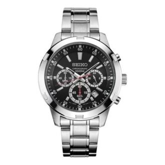 Horloge met drie wijzerplaten, waterdicht en zwarte wijzerplaat