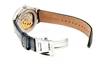 Horloge Presage-serie Japan Witte wijzerplaat Riem Zakelijk 4R-uurwerk Automatisch / Mechanisch horloge