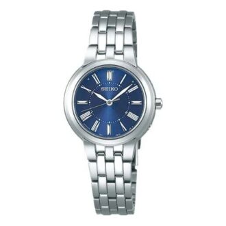 Minimalistisch mechanisch horloge met blauwe wijzerplaat en zilveren stalen band