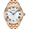 Modieus blauw-wit wijzerplaat, roségouden band, waterdicht tot 5 ATM, quartzhorloge