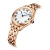 Modieus blauw-wit wijzerplaat, roségouden band, waterdicht tot 5 ATM, quartzhorloge
