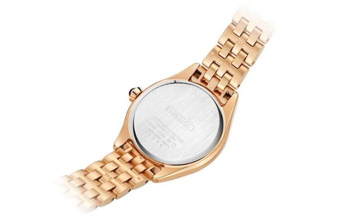 Modieus blauw-wit wijzerplaat, roségouden band, waterdicht tot 5 ATM, quartzhorloge