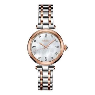 Nieuw modieus roze gouden quartzhorloge met studs, waterdicht tot 50 meter