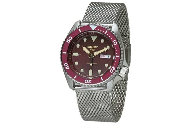 Nr. 5 Sports mechanisch horloge Wijnrood