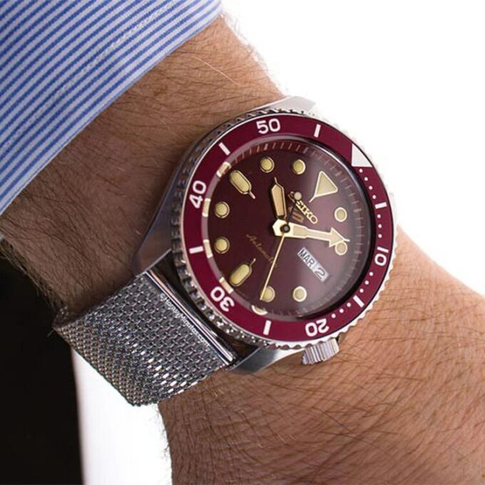 Nr. 5 Sports mechanisch horloge Wijnrood