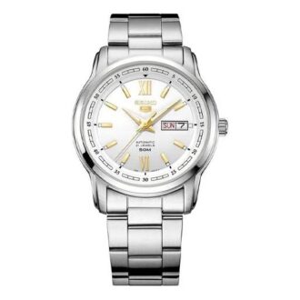 Nr. 5 Sports stalen waterdicht zakelijk mechanisch horloge Wit
