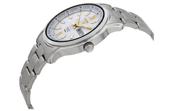 Nr. 5 Sports stalen waterdicht zakelijk mechanisch horloge Wit