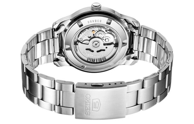 Nr. 5 Sports stalen waterdicht zakelijk mechanisch horloge Wit