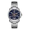 Premier-serie stalen horloge met blauwe wijzerplaat en saffierglas