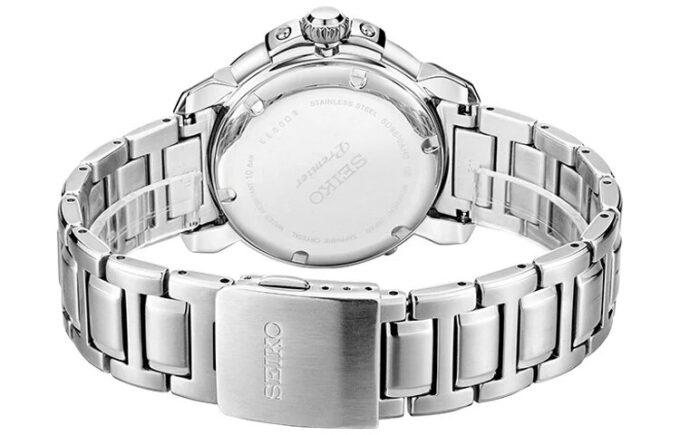 Premier-serie stalen horloge met blauwe wijzerplaat en saffierglas