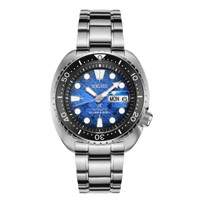 Prospex-serie met saffierglas, blauwe wijzerplaat en stalen band, mechanisch horloge, waterdicht tot 200 meter