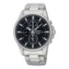 Quartz Business Casual Sports horloge met zwarte wijzerplaat en zilveren band