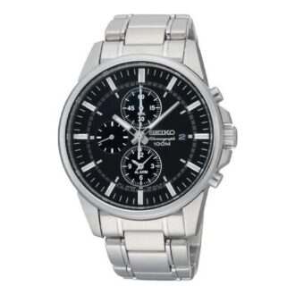 Quartz Business Casual Sports horloge met zwarte wijzerplaat en zilveren band