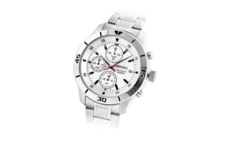 Three Eyes 100 meter waterdicht zakelijk casual mode wit wijzerplaat stalen band quartz horloge